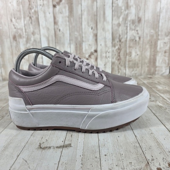 Vans Shoes - Vans Old Skool Stacked Plum Leather Platform Sneakers Womens 7.5 Mens 6